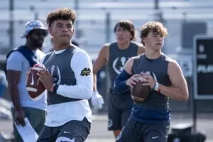 Home 12 Pinnacle High School quarterbacks Dylan Raiola (left) and Wyatt Horton (right) attend a football practice on campus in Phoenix on May 2, 2023. High School Football Pinnacle Spring Football 70170007007
