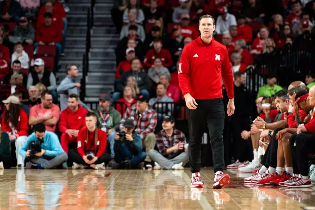 Nebraska Cornhuskers head coach Fred Hoiberg against the Penn State Nittany Lions during the first half at Pinnacle Bank Arena.