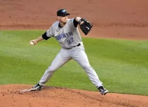 Toronto pitcher Roy Halladay pitches in the 2009 MLB All-Star Game at Busch Stadium in St. Louis, Missouri.