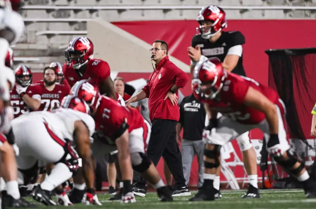 Indiana Hoosiers head coach Curt Cignetti looks on during the Indiana football spring game at Memorial Stadium on Thursday, April 18, 2024. MANDATORY CREDIT: Bobby Goddin/Herald-Times / USA TODAY NETWORK