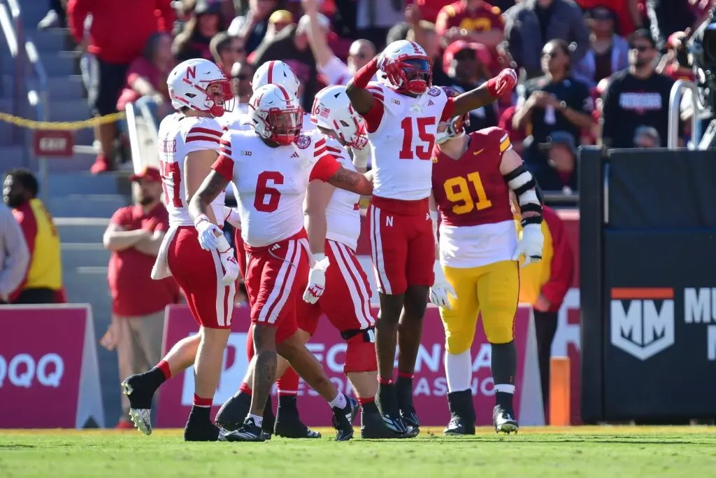 Ceyair Wright, Senior defensive back for the Nebraska Cornhuskers celebrates