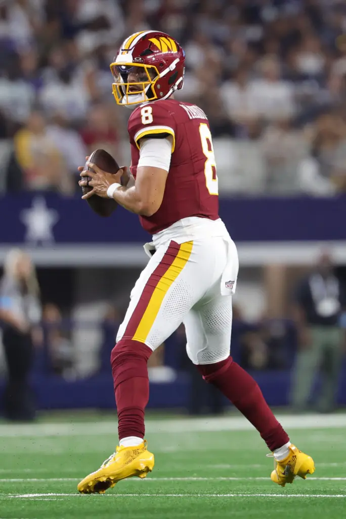 Marcus Mariota drops back to pass against the Dallas Cowboys. With Mariota the likely starter for the foreseeable future, is the panic meter off the charts for the Commanders?