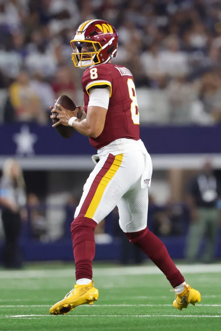 Home 1 Marcus Mariota drops back to pass against the Dallas Cowboys. With Mariota the likely starter for the foreseeable future, is the panic meter off the charts for the Commanders?