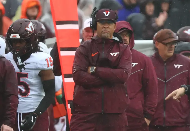Home 5 James Franklin looks on in the first half against the Boston College Eagles. Franklin and the Virginia Tech Hokies are set for a challenging Week 5 matchup with the Pittsburgh Panthers.