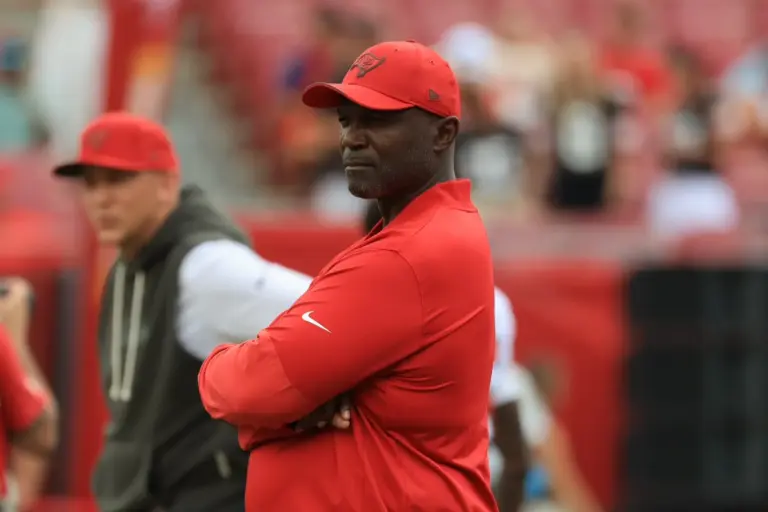 Home 1 Todd Bowles looks on prior to the game against the Cleveland Browns. After the Tampa Bay Buccaneers' 0-4 start, Bowles leads the way among NFL head coaches on the hot seat.