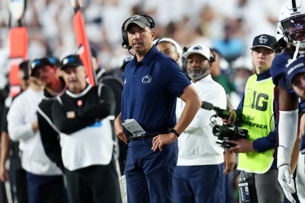 Penn State Football: Are the Nittany Lions a Failing Dynasty? 2 Matt Campbell looks on from the sideline during the fourth quarter against the Wisconsin Badgers. After a disappointing loss, fans are concerned that Penn State football could be a failing dynasty.