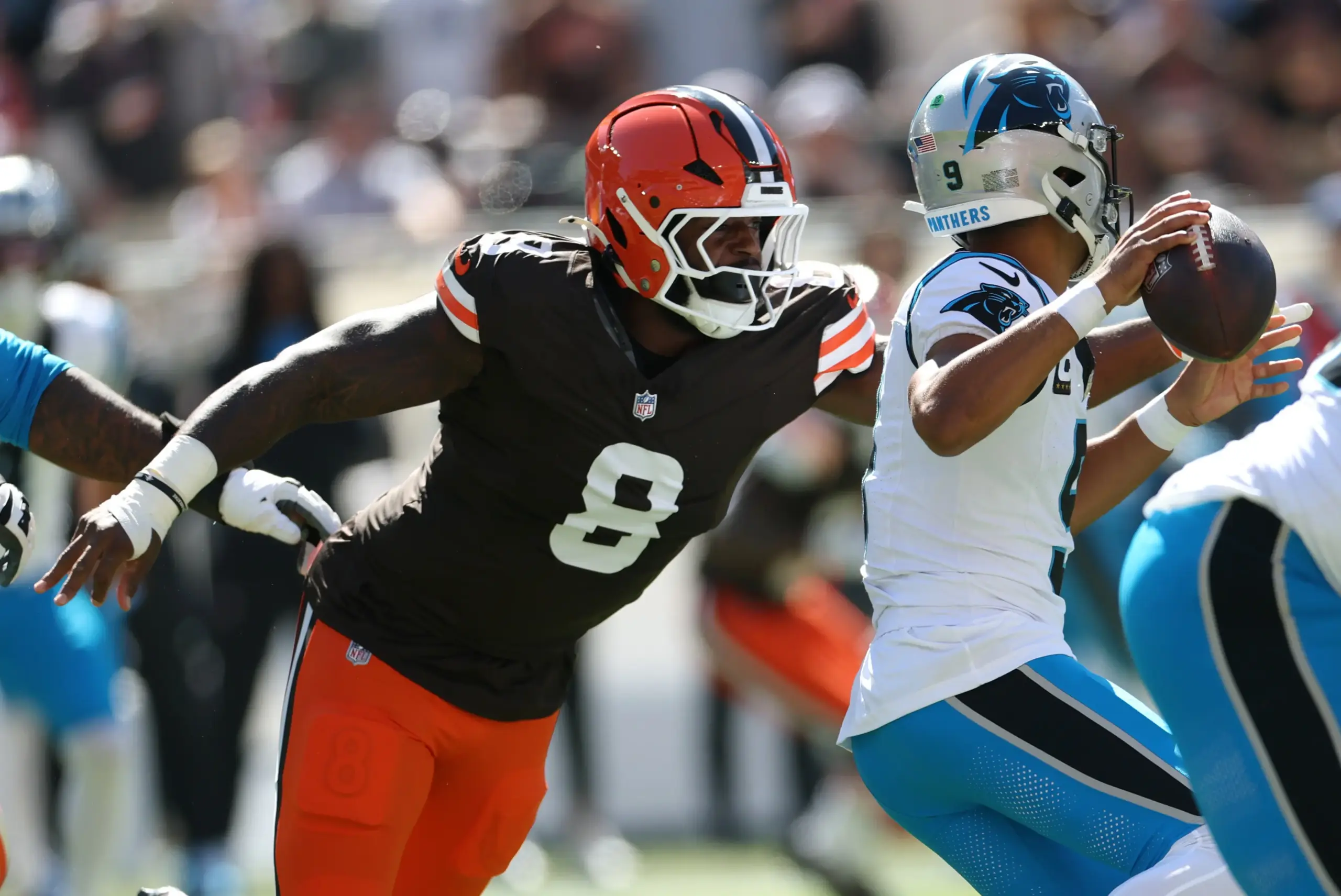 Jared Verse Is Off to a Disappointing Start With the Browns in 2026 3 2026 09 27T171928Z 236896363 MT1USATODAY29931678 RTRMADP 3 NFL CAROLINA PANTHERS AT CLEVELAND BROWNS scaled