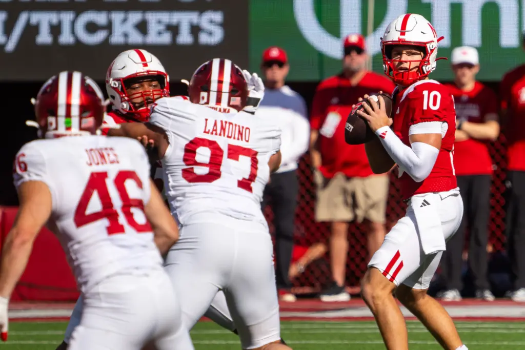 Anthony Colandrea drops back to throw in Cornhuskers' loss to Indiana
