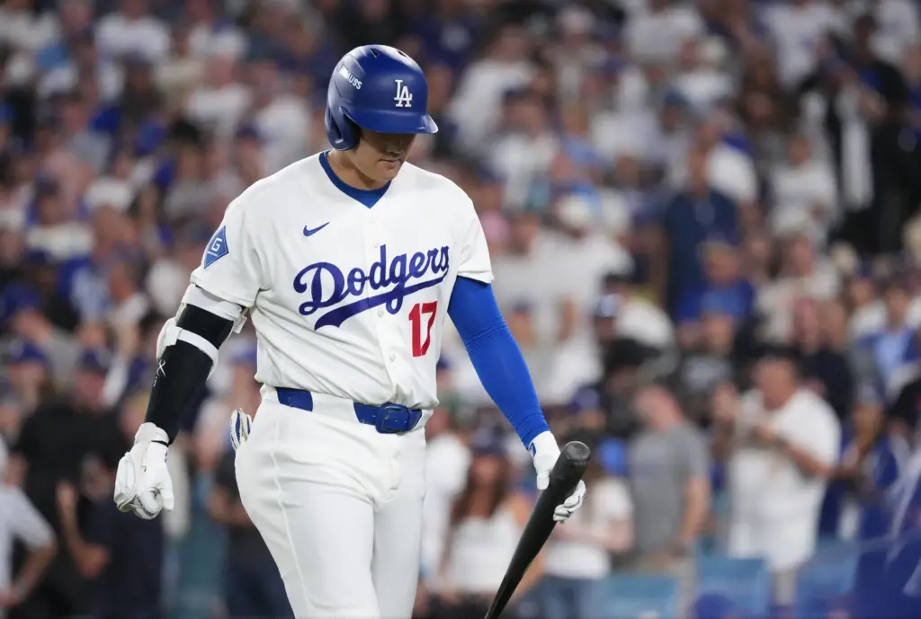 Shohei Ohtani reacts after striking out during the seventh inning against the Milwaukee Brewers. Ohtani is one of the Dodgers star players who must bounce back in 2027.