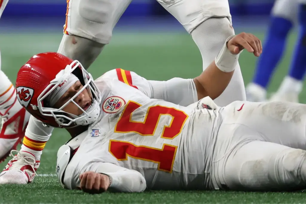 Patrick Mahomes on the ground vs, Seahawks